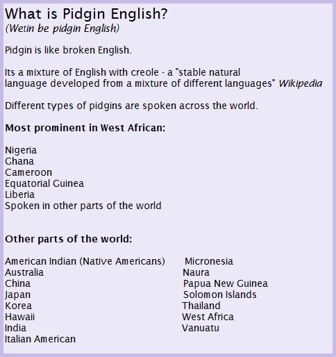 pidgin english examples